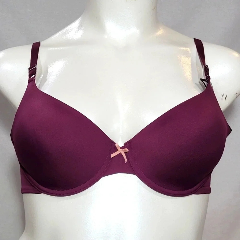 34D Maidenform 5701 Self Expressions T-Shirt UW Bra Burgundy NWT